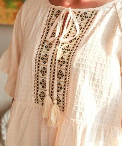 Gigio Back To You Textured Tassel Tie Blouse