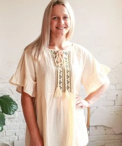 Gigio Back To You Textured Tassel Tie Blouse