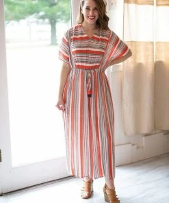 GiGio Collins Stripe Tassel Jumpsuit (GHG-M) Dresses + Skirts + Jumpsuits