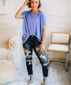 GiGio Apparel Aspire To Inspire Dusty Blue Top
