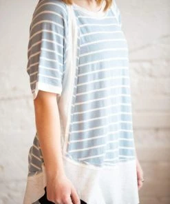 Gigio Tops Gia Raw Hem Striped Terry Top (GHG-M) 10 Gigio Tops Gia Raw Hem Striped Terry Top (GHG-M)