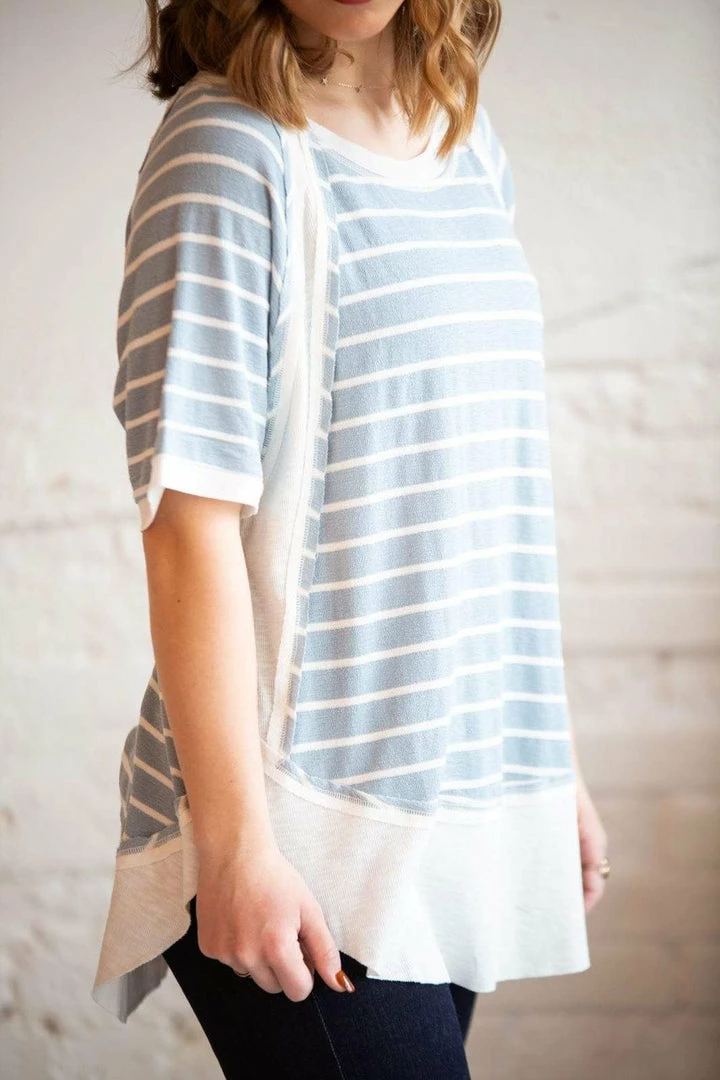 Gigio Tops Gia Raw Hem Striped Terry Top (GHG-M) 4 Gigio Tops Gia Raw Hem Striped Terry Top (GHG-M)