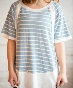 Gigio Tops Gia Raw Hem Striped Terry Top (GHG-M) 9 Gigio Tops Gia Raw Hem Striped Terry Top (GHG-M)