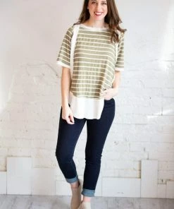 Gigio Tops Gia Raw Hem Striped Terry Top (GHG-M) 13 Gigio Tops Gia Raw Hem Striped Terry Top (GHG-M)
