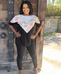 Boutique Simplified Girls Love To Play Camo Chevron Top