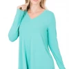 Grey House Goods Tops Ash Mint Quarter Sleeve V-Neck Blouse