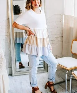 Grey House Goods Apparel Hopes Tiered Color Block Blouse 21 Grey House Goods Apparel Hopes Tiered Color Block Blouse