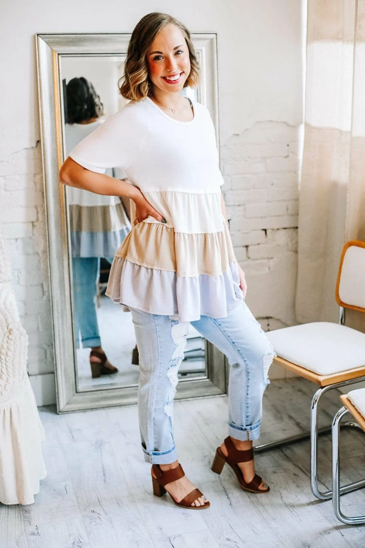 Grey House Goods Apparel Hopes Tiered Color Block Blouse 10 Grey House Goods Apparel Hopes Tiered Color Block Blouse