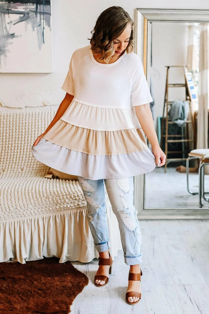 Grey House Goods Apparel Hopes Tiered Color Block Blouse 12 Grey House Goods Apparel Hopes Tiered Color Block Blouse