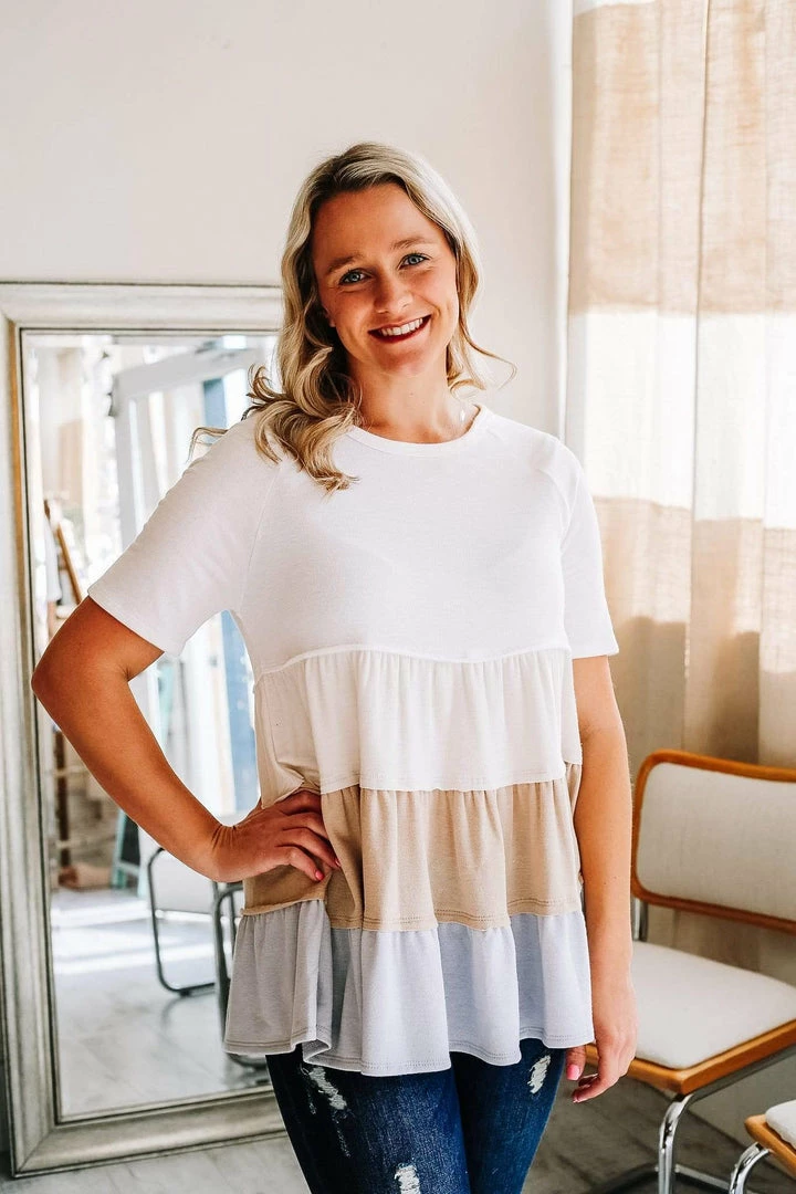 Grey House Goods Apparel Hopes Tiered Color Block Blouse 11 Grey House Goods Apparel Hopes Tiered Color Block Blouse