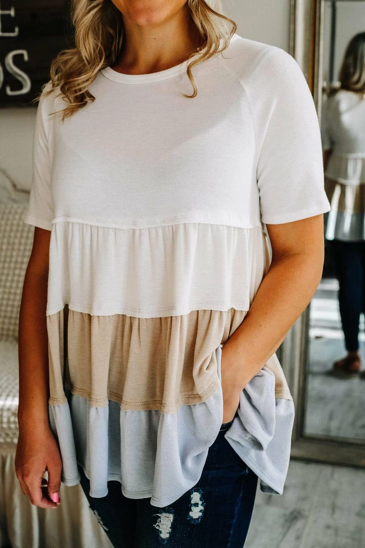 Grey House Goods Apparel Hopes Tiered Color Block Blouse 5 Grey House Goods Apparel Hopes Tiered Color Block Blouse