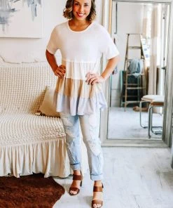 Grey House Goods Apparel Hopes Tiered Color Block Blouse 15 Grey House Goods Apparel Hopes Tiered Color Block Blouse