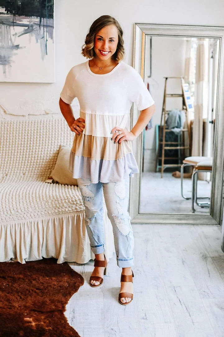 Grey House Goods Apparel Hopes Tiered Color Block Blouse 4 Grey House Goods Apparel Hopes Tiered Color Block Blouse