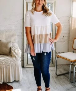 Grey House Goods Apparel Hopes Tiered Color Block Blouse 14 Grey House Goods Apparel Hopes Tiered Color Block Blouse