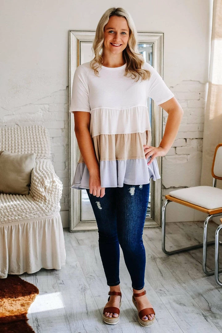 Grey House Goods Apparel Hopes Tiered Color Block Blouse 3 Grey House Goods Apparel Hopes Tiered Color Block Blouse