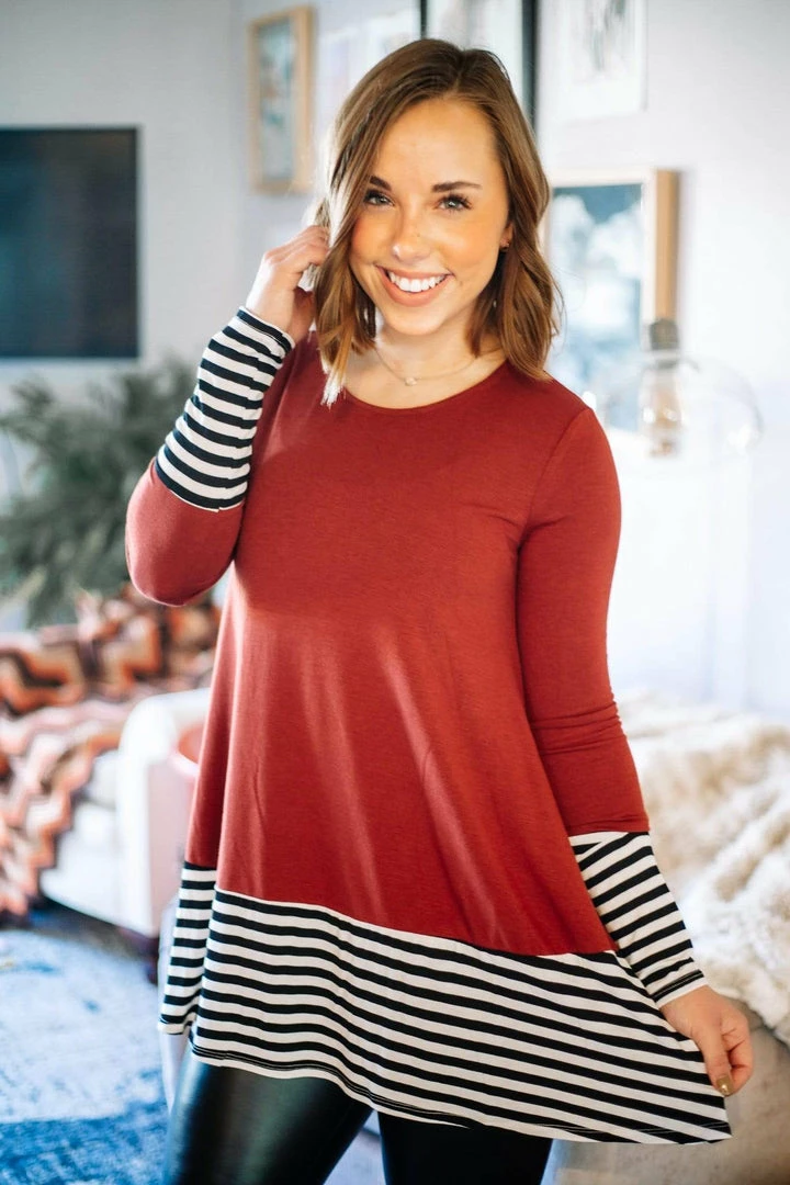 Grey House Goods XL Red & Stripe Color Block Top 1 Grey House Goods XL Red & Stripe Color Block Top