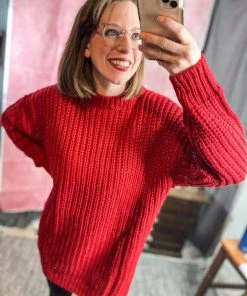 Grey House Goods Apparel Rockin’ Red Tunic Sweater