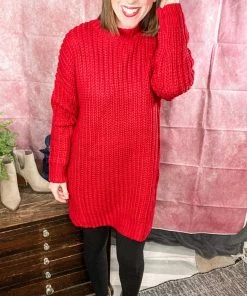 Grey House Goods Apparel Rockin’ Red Tunic Sweater