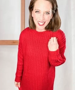 Grey House Goods Apparel Rockin’ Red Tunic Sweater