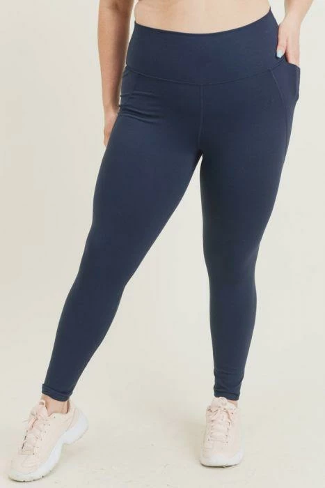 Grey House Goods Trousers + Leggings + Denim Tapered Band Essential Solid Highwaist Leggings - Navy 4 Grey House Goods Trousers + Leggings + Denim Tapered Band Essential Solid Highwaist Leggings - Navy