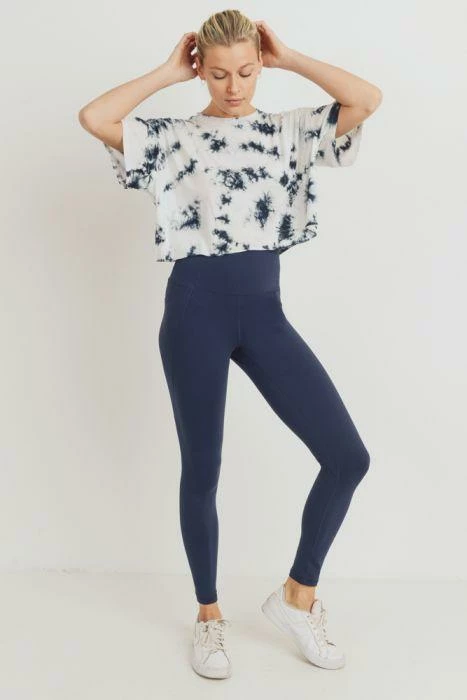 Grey House Goods Trousers + Leggings + Denim Tapered Band Essential Solid Highwaist Leggings - Navy 7 Grey House Goods Trousers + Leggings + Denim Tapered Band Essential Solid Highwaist Leggings - Navy