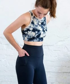 Grey House Goods Trousers + Leggings + Denim Tapered Band Essential Solid Highwaist Leggings - Navy