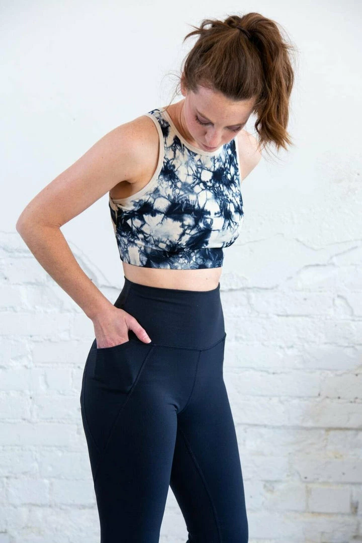 Grey House Goods Trousers + Leggings + Denim Tapered Band Essential Solid Highwaist Leggings - Navy 2 Grey House Goods Trousers + Leggings + Denim Tapered Band Essential Solid Highwaist Leggings - Navy