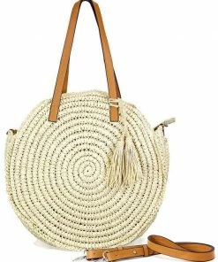 Hana Hosiery Ivory Straw Round Handbag Apparel