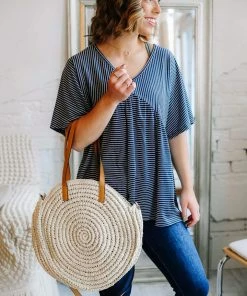 Hana Hosiery Ivory Straw Round Handbag Apparel