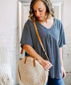 Hana Hosiery Ivory Straw Round Handbag Apparel