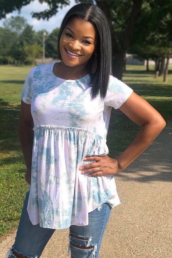 Boutique Simplified Hint Of Paisley Tie Dye Babydoll Top 3 Boutique Simplified Hint Of Paisley Tie Dye Babydoll Top