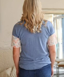 Hopely Apparel Blue Skies Leopard Print & Denim Top