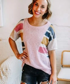 Hopely Good For You Color Block Knit Top Apparel