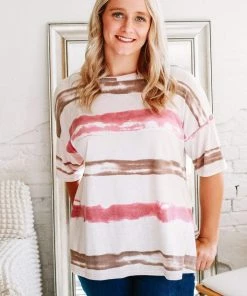 Hopely Apparel Kennedy Painterly Stripe Top