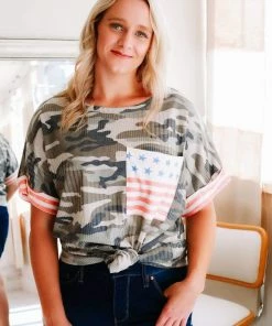 Hopely Stars, Stripes & Camo Top Apparel