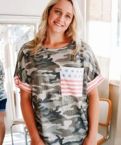 Hopely Stars, Stripes & Camo Top Apparel