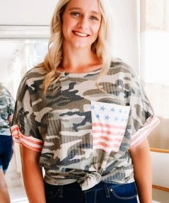 Hopely Stars, Stripes & Camo Top Apparel