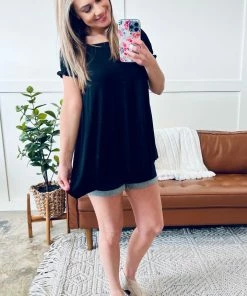 No Ship Drop Ship Apparel Bubble Up Short Sleeve Top In Black 13 No Ship Drop Ship Apparel Bubble Up Short Sleeve Top In Black