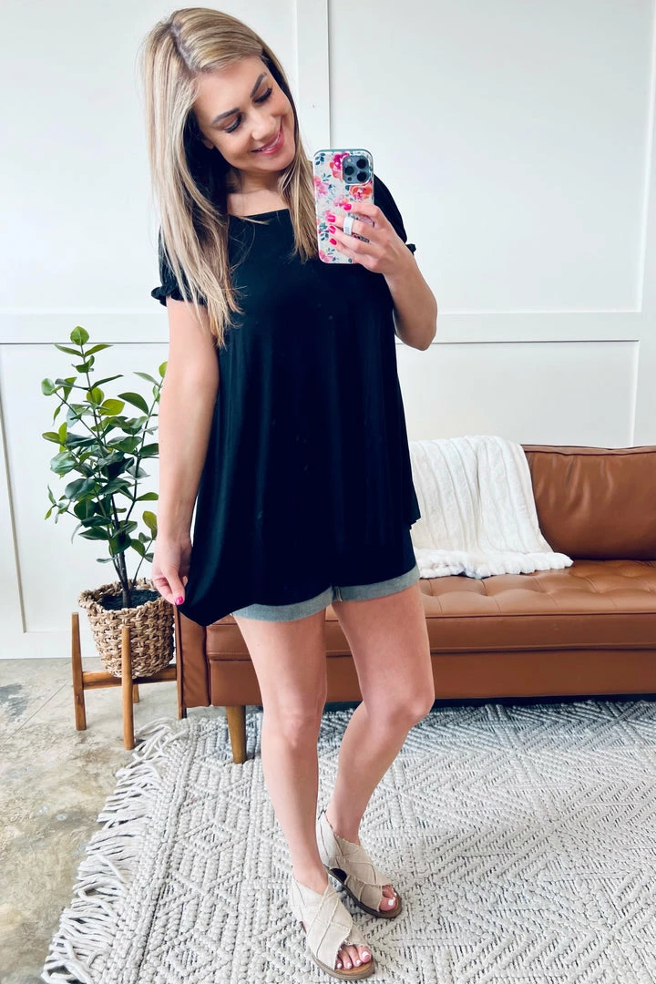 No Ship Drop Ship Apparel Bubble Up Short Sleeve Top In Black 6 No Ship Drop Ship Apparel Bubble Up Short Sleeve Top In Black