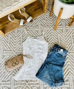 No Ship Drop Ship A Frill A Minute Sleeveless Top In True White