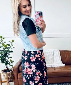 No Ship Drop Ship Short And Sweet Distressed Denim Vest By Risen