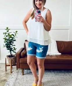 No Ship Drop Ship Apparel Trickle Down Effect Flowy Sleeveless Top In Cream 7 No Ship Drop Ship Apparel Trickle Down Effect Flowy Sleeveless Top In Cream