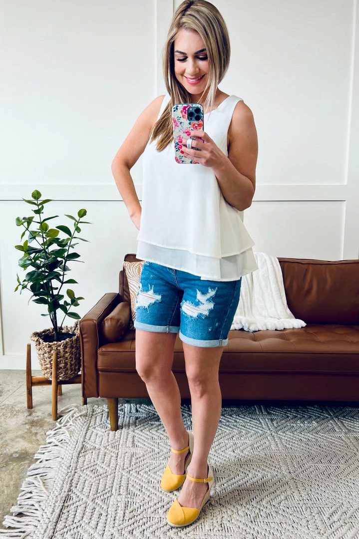 No Ship Drop Ship Apparel Trickle Down Effect Flowy Sleeveless Top In Cream 3 No Ship Drop Ship Apparel Trickle Down Effect Flowy Sleeveless Top In Cream