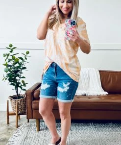 No Ship Drop Ship You Spin Me Round Spiral V Neck Tee In Orange Cream Apparel