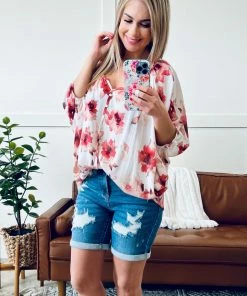 No Ship Drop Ship 3X Crazy Little Thing Called Love Floral Blouse