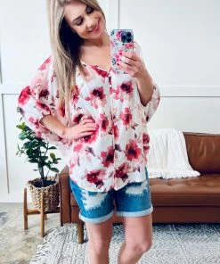 No Ship Drop Ship 3X Crazy Little Thing Called Love Floral Blouse