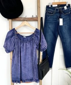 No Ship Drop Ship You've Been Tagged Purple Mineral Wash Top Apparel