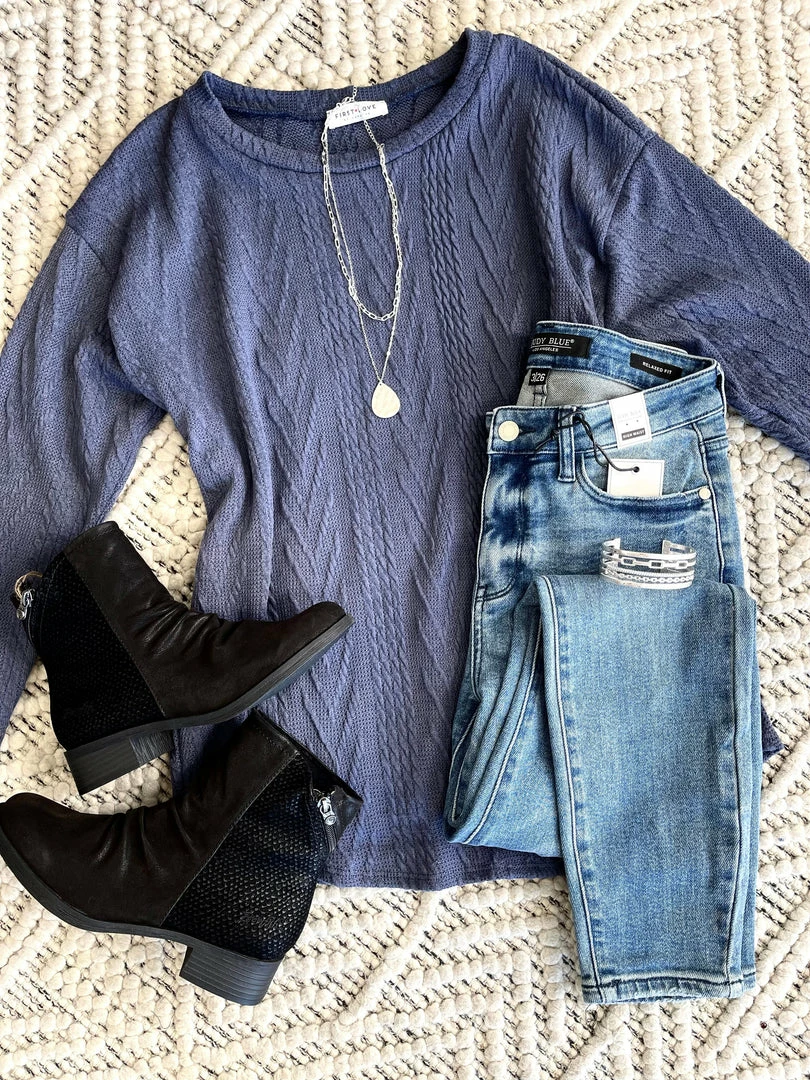 No Ship Drop Ship You Don't Have To Be Blue Cable Knit Top 7 No Ship Drop Ship You Don't Have To Be Blue Cable Knit Top