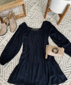 No Ship Drop Ship Home For The Holidays Swiss Dot Dress In Black