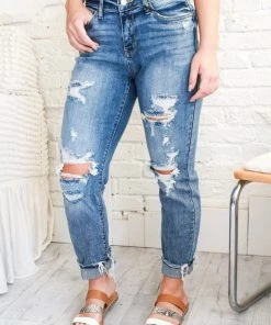 Apparel Feelin' Fine Mid-rise Destroyed Judy Blue Boyfriend